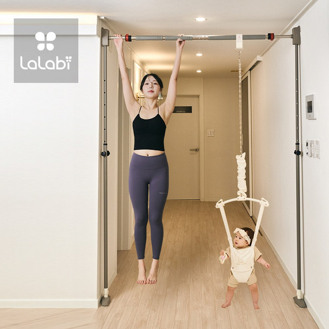 라라비 스탠드 철봉 방문 문틀 아기 그네 풀업바 (와이드 도어형 98~130cm)