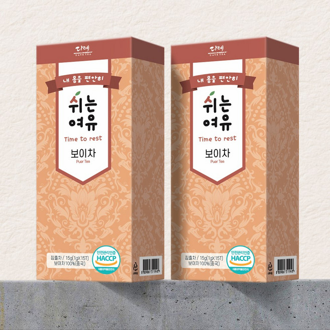 [본사직영] 쉬는여유 보이차 생분해 삼각티백 15티백, 1g, 2개, 15개입