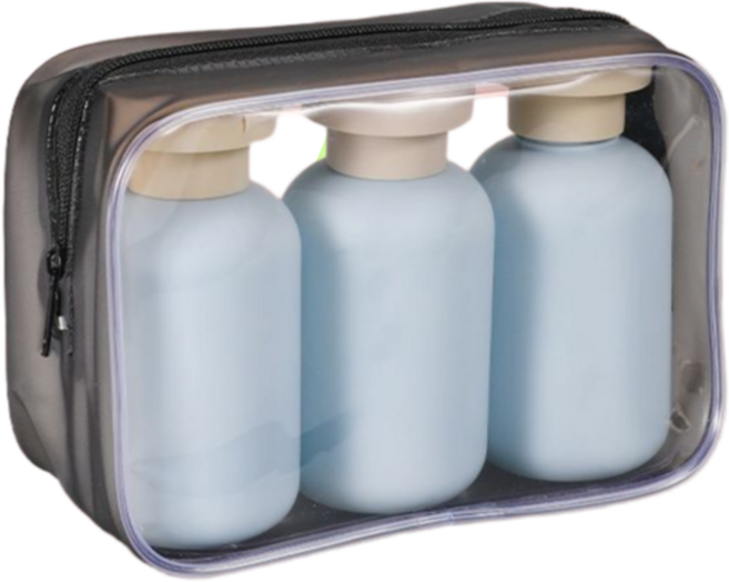 다루크 여행용 소분 공병 기내반입 100ml 3종 + 파우치, 1개, 블루