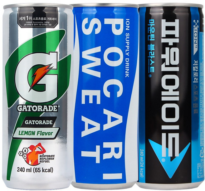 스포츠 에너지 음료 3종 30캔 세트, 1세트, 240ml