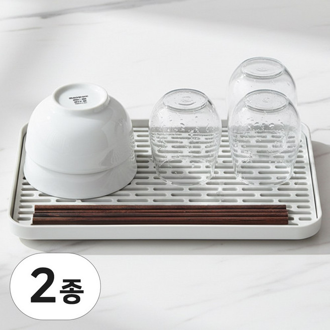 사무실 텀블러 건조대 식기건조트레이 미니 싱크대 컵건조대, 2개, 그레이사각, 1단