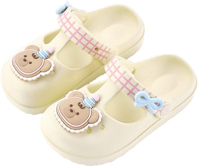 달콩슈 여아용 EVA 곰돌이 리본 샌들 슬리퍼 DKE133