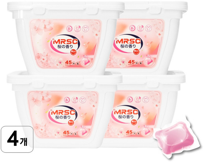 MRSC 울트라클린 초고농축 올인원 캡슐세제 체리블라썸 퍼퓸, 45개입, 4개