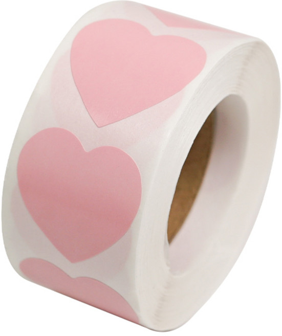 디어플레이스 컬러 롤스티커 500매 2.5cm, 1롤, #17.하트_라이트핑크