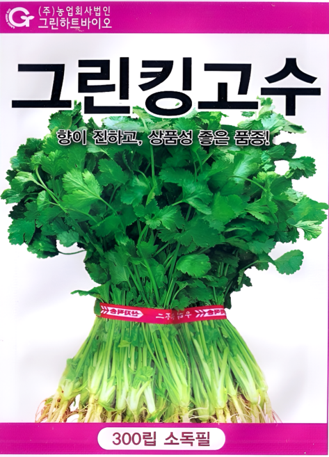 그린하트바이오 그린킹고수 씨앗 종자 코리앤더 향신채 텃밭채소 샐러드 채소 고수 씨앗 300립 그린하트