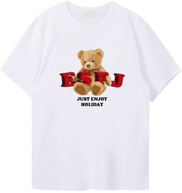 글래드블리스 MBTI베어 남여공용 20수 오버핏 반팔티셔츠 화이트