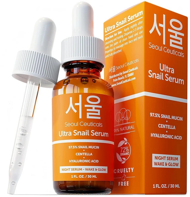 서울서티컬즈 울트라 스네일 세럼 SeoulCeuticals Korean Skin Care 97.5% Snail Mucin Serum, 1개, 30ml - 쿠팡