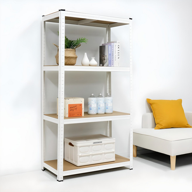 팬물산 이지라이프 경량랙 조립식 앵글선반, 화이트, 4단