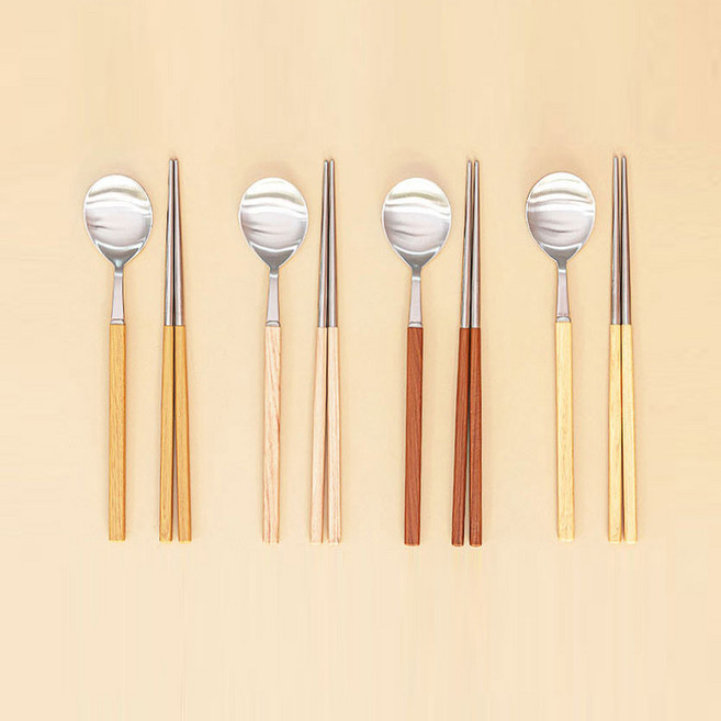 하우스홈 생활 기스에 강한 루드 사틴 우드 수저 4인세트, 레드오크1P+메이플1P+월넛1P+레드파인1P, 1개