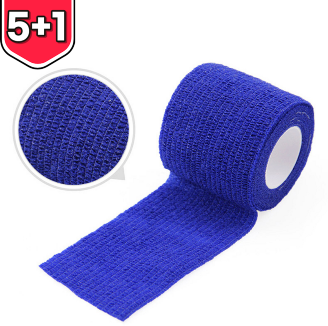 수호 자가점착 밴드 코바 손가락 테이프 압박붕대 탄력붕대 손목 테이핑, [5+1]블루