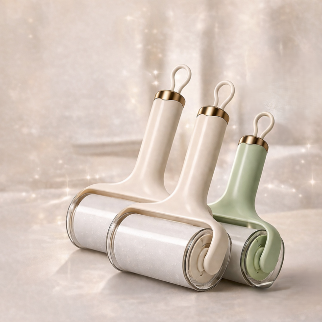 아기판다 물로 씻는 돌돌이 반영구 롤러 돌돌이 반려동물 털제거 청소용품 클리너 3개, 크림+그린