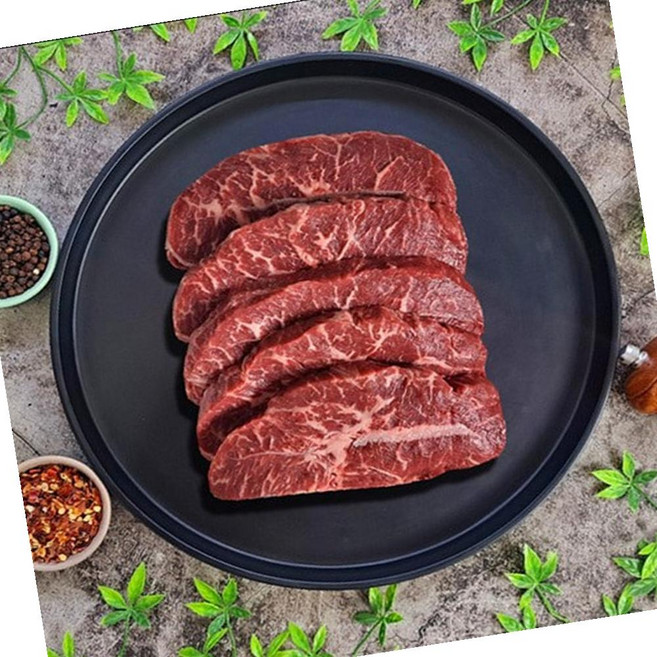 VGD 미국산 냉장 부채살 스테이크 5cm 슬라이스 1kg 안심대체 구이용소고기, 1개