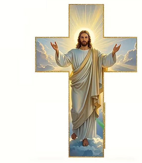 salimm 무타공 아크릴 예수님 십자가 인테리어 장식품, 옵션1