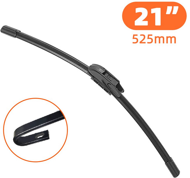 와이퍼 블레이드 범용 J U 후크 자동차 앞 유리 고무 액세서리 13 "14" 16 "17" 18 "19" 20 "21" 22 "24" 26 "28", 21inch 525mm, 1개