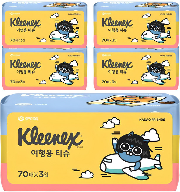 크리넥스 카카오 여행용 티슈, 210매입, 5개