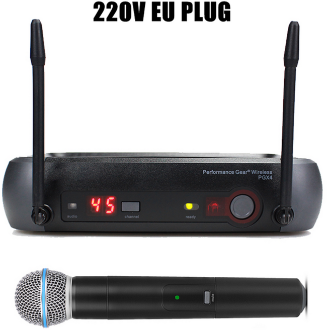 호환 전문 PGX4 BETA58 58A DJ 무대용 1 채널 UHF 무선 마이크 시스템 노래방 수행, 02 PGX4 220V EU PLUG