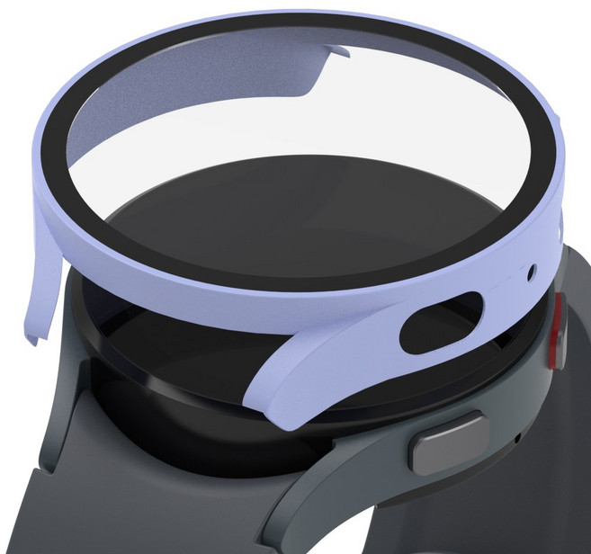 로랜텍 갤럭시워치 풀커버 호환 강화유리 액정보호 케이스, 퍼플, 1개