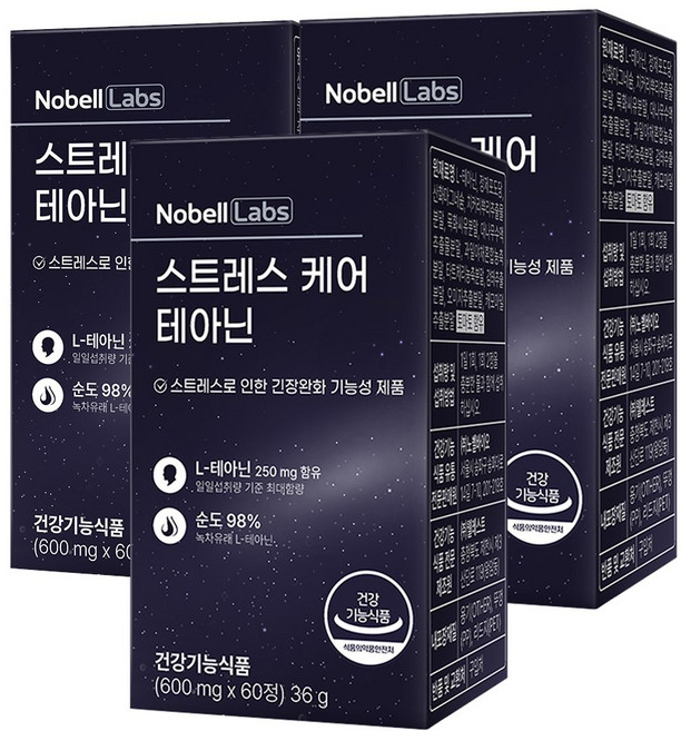 노벨랩스 스트레스 케어 테아닌, 3박스, 60정