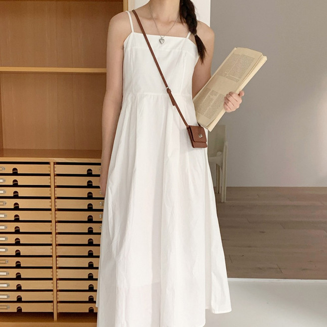 XS~2XL사이즈 여성 민소매 롱 원피스 뷔스티에 빅사이즈 하객룩 부유방커버 체형커버