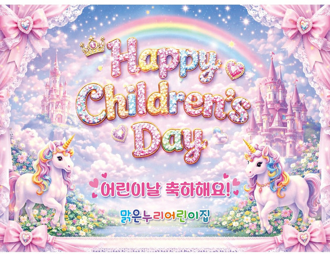 맑은누리디자인 어린이날현수막 포토월 005 (주문제작), 어린이날현수막 포토월 005-유니콘