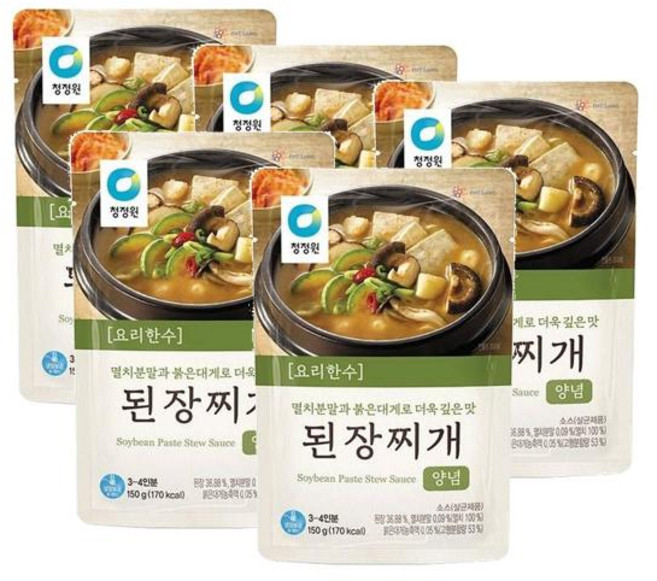 대상 청정원 요리한수 된장찌개 양념, 5개, 150g
