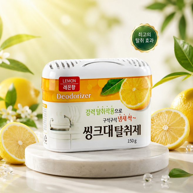 해피룸 싱크대 탈취제 150g 6개1세트 싱크대 및 수납장에 넣어두면 냄새싹~, 6개, 레몬