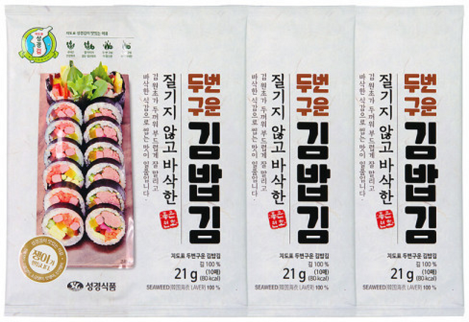 지도표성경 지도표 두번구운 김밥김 10p, 21g, 3개