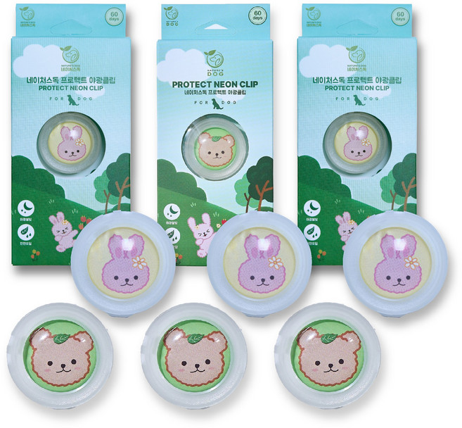 강아지 진드기 퇴치 산책클립 6종세트, 6개, 3ml, 베어+래빗