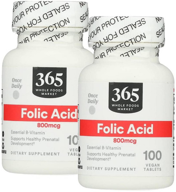 365홀푸드마켓 엽산 800mcg 365 Whole Foods Market Folic Acid, 100정, 2개, 100정