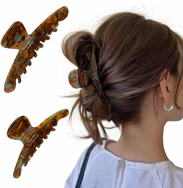 [HANNAL] 호피 마블 집게핀 2p세트 프렌치 레오파드