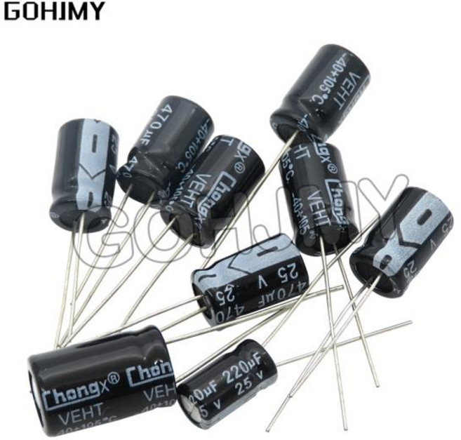 6.3V 16V 25V 35V 50V 63V 200V 250V 400V 450V 알루미늄 전해 콘덴서 20% 100UF 470UF 680UF 1000UF 1500U, 08 25V470UF 10PCS