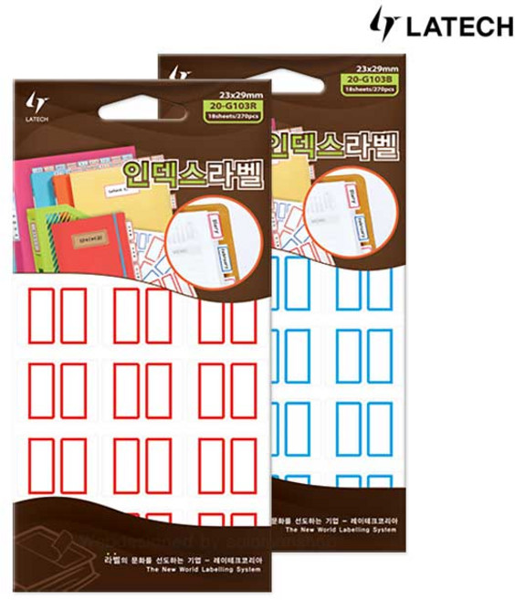 [오늘출고] 레이테크 인덱스라벨 20-G103 견출지/인덱스스티커/네임스티커/라벨지, 20-G103R 빨강 1봉
