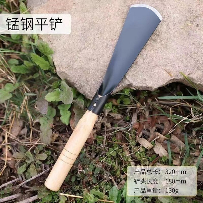 錳鋼木柄尖鏟 園藝工具, 1個, 65锰钢木柄平铲*锰钢/不锈钢