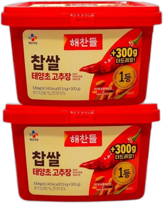 해찬들 찹쌀 태양초고추장 +, 1.5kg, 2개