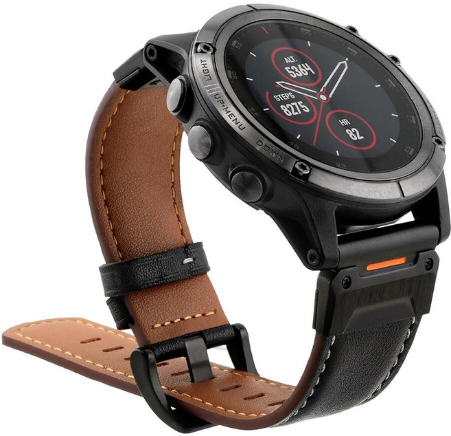 Abanen 레트로 클래식 천연 가죽 시계 밴드 스트랩 Garmin Fenix 8 51mm / epix Pro 51mm / Fenix 7X / Fenix 6X / Enduro/, 블랙
