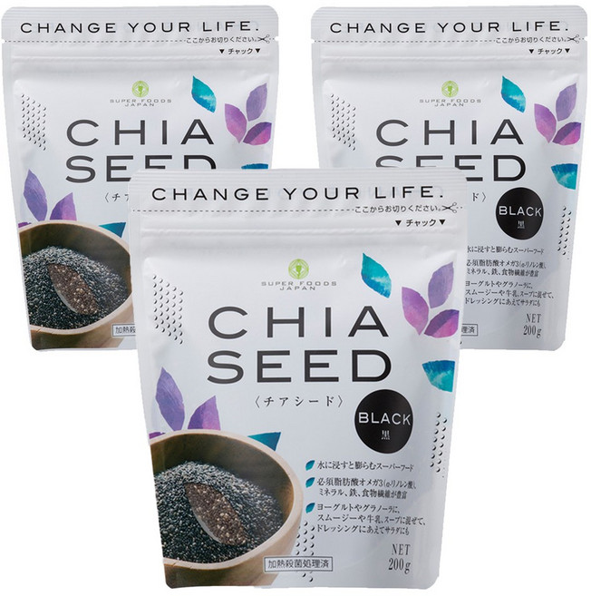 슈퍼푸드재팬 치아씨드 블랙, 3개, 200g