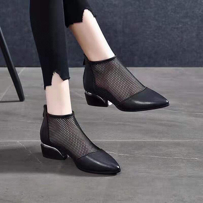 바이스타 여성 여름 스틸레토 망사 앵클부츠