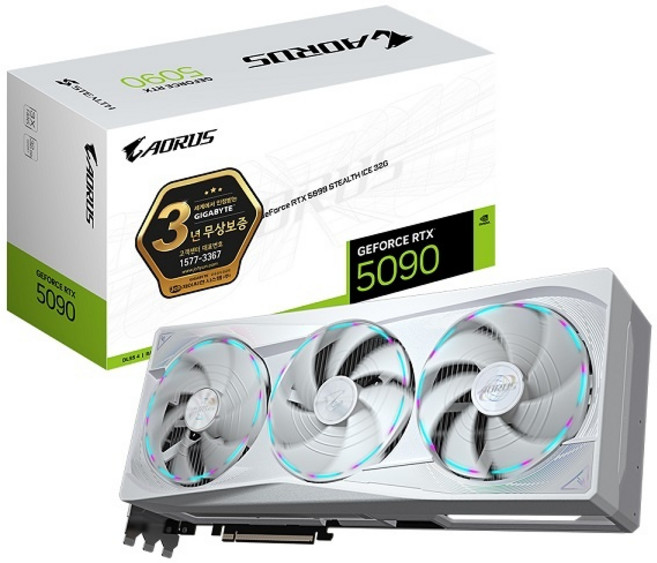 GIGABYTE AORUS GEFORCE RTX 5090 STEALTH ICE D7 32GB 그래픽카드 VGA 제이씨현
