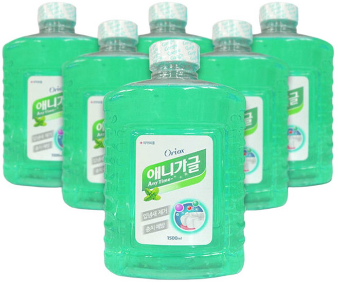 애니가글 페퍼민트 1.5L x 6개 대용량 리필용 디스펜서용 가그린 가글