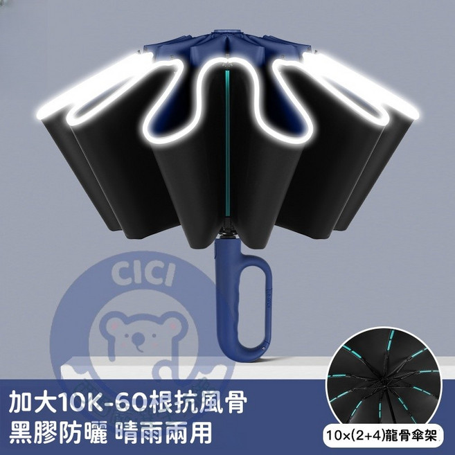 環扣60骨晴雨自動傘 商務黑
