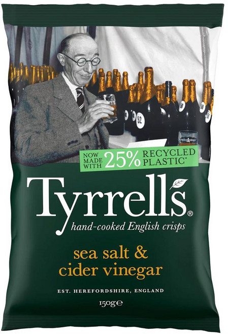 영국 티렐스 Tyrrells Sea Salt & Cider Vinegar 씨솔트 & 사이다 식초 크리스프 감자칩, 150g, 3개