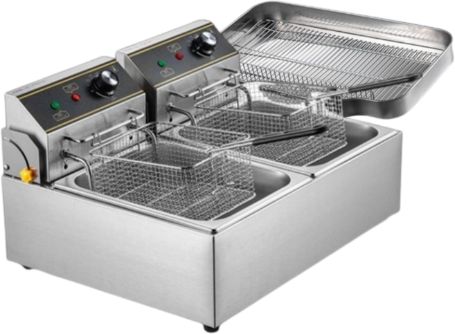 허니앤버니 업소용 튀김기 가정용 전기 타이머 핫도그 치킨 돈까스 2구, 일반형, 10리터 2구+트레이