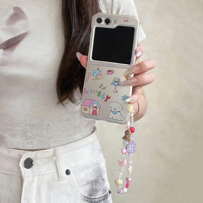 얌코 휴대폰케이스 갤럭시 z플립5 z플립6 z플립7 팔찌 케이스 동물 파티