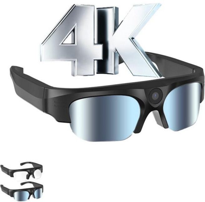 4K 카메라 안경 2025 AI 스마트 선글라스 256GB 메모리 카드 야외 활동 및 여행 스포츠 액션 비디오를 위한 자외선 차단 기능이 있는 비디오 - XV16 그린 투명 렌, Green+Transparent, XV16-256G