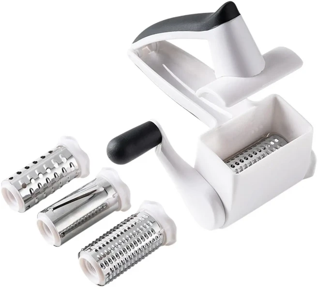 치즈 강판 핸드 크랭크 초콜릿 너트 레스토랑 주방 사용을위한 손잡이가있는 휴대용, 01 WHITE