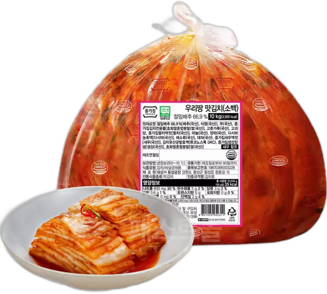 종가 우리땅맛김치 소백, 1개, 10kg