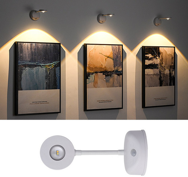 핀조명 센서등 무선 충전 간접조명 붙이는 스포트라이트 조명, 1개, 화이트 리모콘 PRO버전