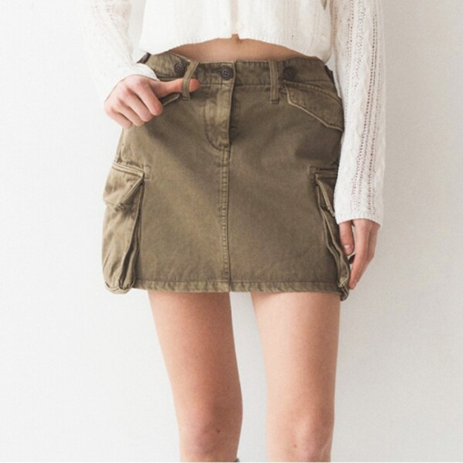 [WHO.A.U] [후아유] Cargo Short Skirt (WHWHE2372F-K)