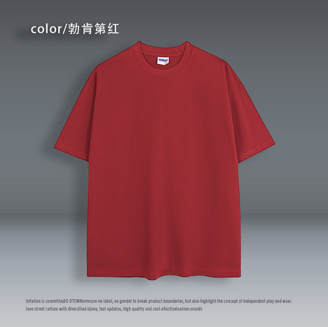 和之潮衣 260克重磅雙紗純棉空白光版短袖t恤男女寬松潮牌圓領半袖