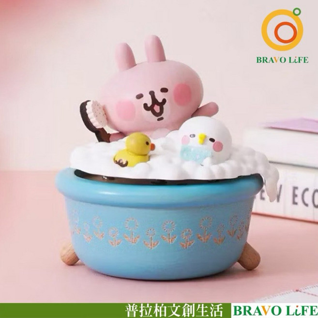 BRAVO LIFE 卡娜赫拉的小動物 P助兔兔泡泡浴 木製音樂盒, 藍色